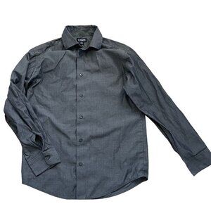 Chaps Boys Button Up Shirt Large 14/16 Gray Stretch